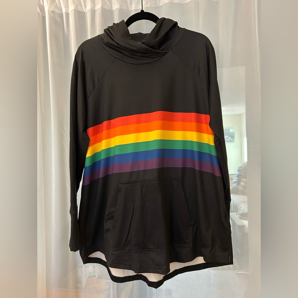 LuLaRoe Amber hoodie XL black rainbow